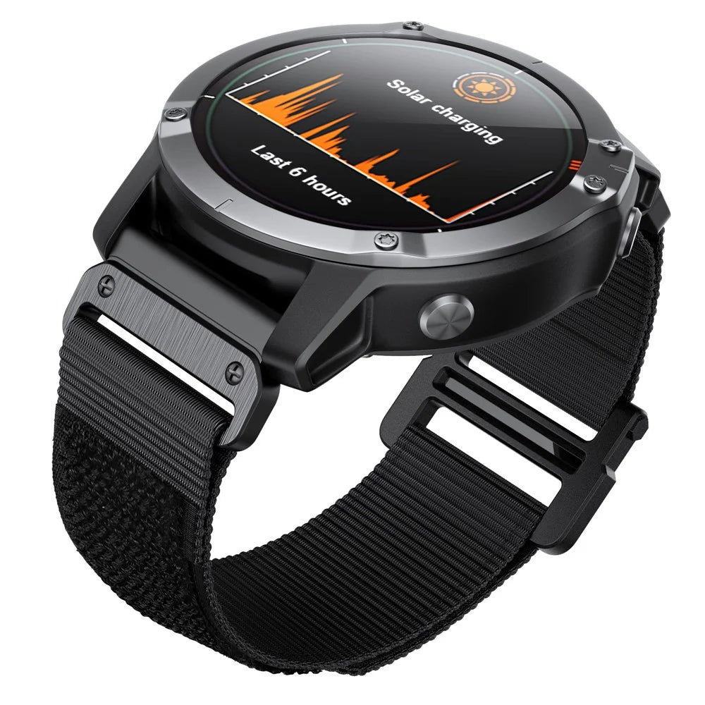 For Garmin Fenix 7X / 7X Pro 51mm / 6X QuickFit 26mm Watch Band Nylon Loop Adjustable Wrist Band - Black - 5