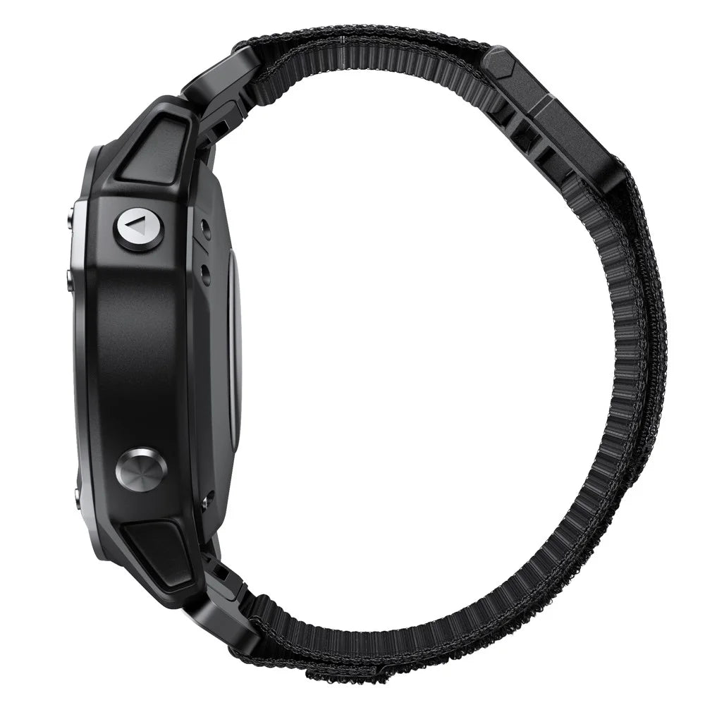 For Garmin Fenix 7X / 7X Pro 51mm / 6X QuickFit 26mm Watch Band Nylon Loop Adjustable Wrist Band - Black - 6