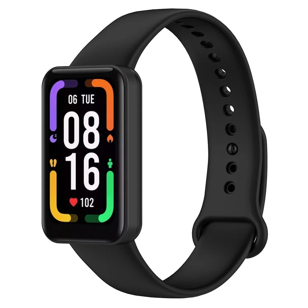 For Xiaomi Redmi Smart Band Pro Solid Color Wrist Band Replacement Silicone Watch Strap - Black - 3