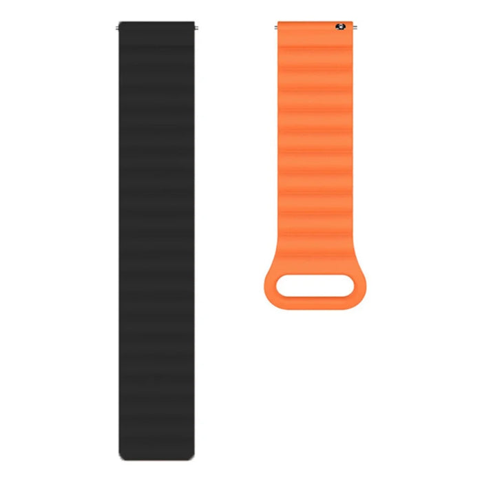 20mm Magnetic Sport Loop Watch Band Silicone Dual Color Replacement Strap - Black+Orange - 3