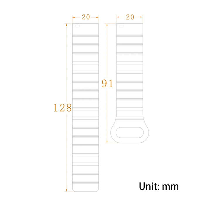 20mm Magnetic Sport Loop Watch Band Silicone Dual Color Replacement Strap - Black+Orange - 6