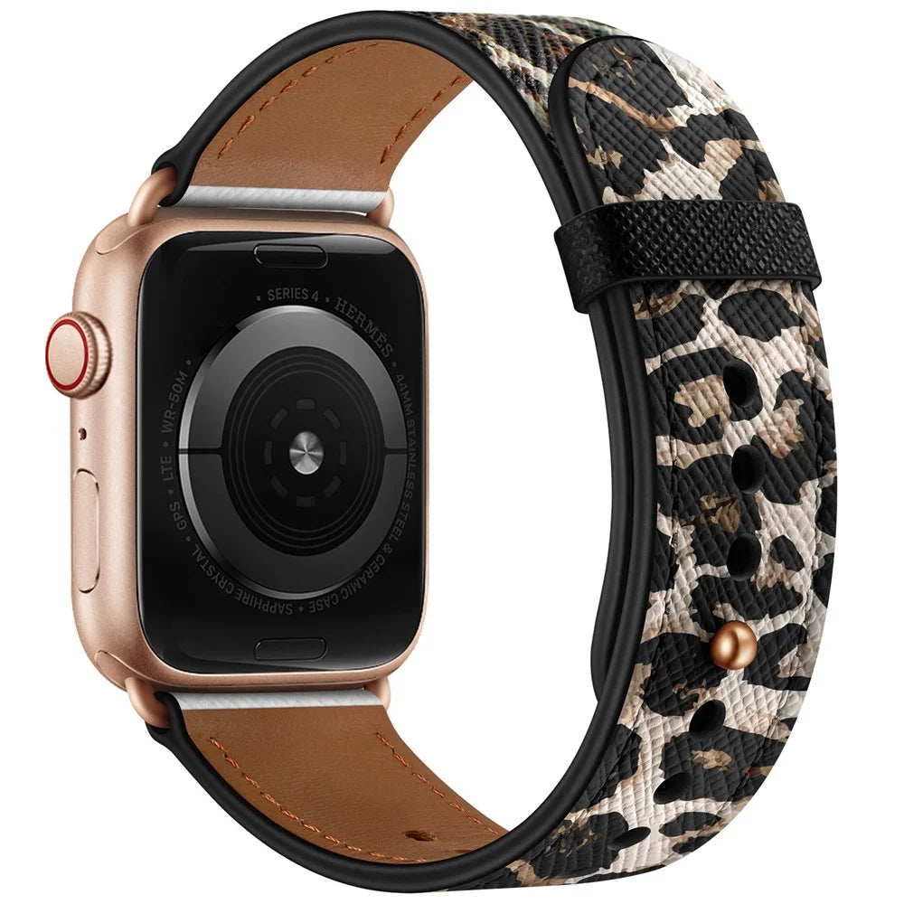 For Apple Watch Ultra 3 2 1 49mm / Series 11 10 46mm / 9 8 7 45mm / SE3 SE2 SE 6 5 4 44mm / 3 2 1 42mm Watch Band Strap - Leopard - 1