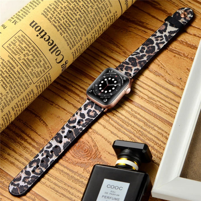 For Apple Watch Ultra 3 2 1 49mm / Series 11 10 46mm / 9 8 7 45mm / SE3 SE2 SE 6 5 4 44mm / 3 2 1 42mm Watch Band Strap - Leopard - 7