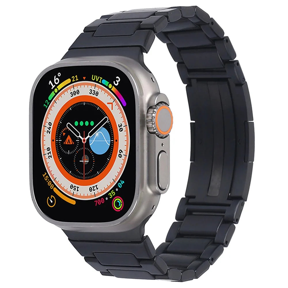 For Apple Watch Ultra 3 2 1 49mm / Series 11 10 46mm / 9 8 7 45mm / SE3 SE2 SE 6 5 4 44mm / 3 2 1 42mm Watch Band Stainless Steel - Black - 2