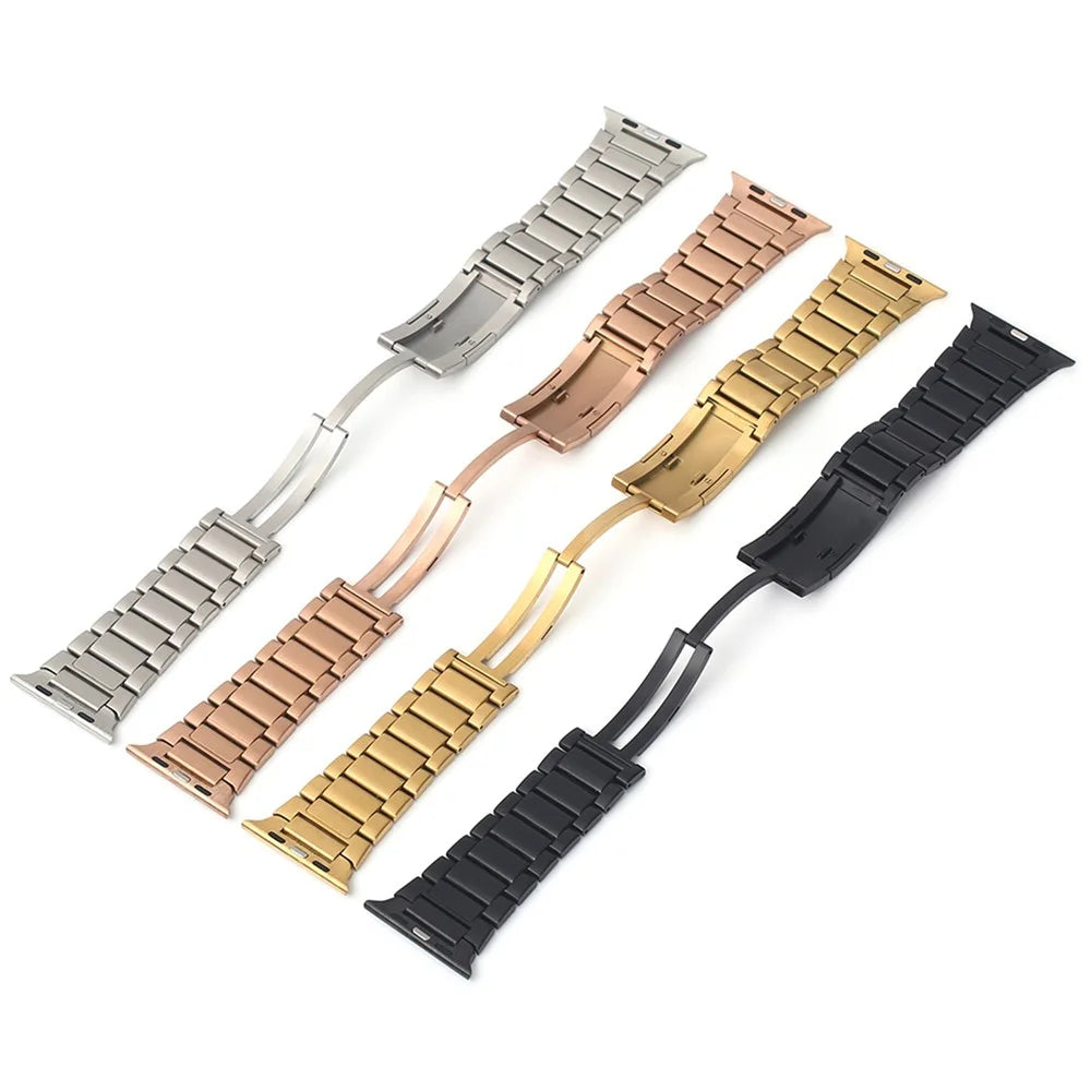 For Apple Watch Ultra 3 2 1 49mm / Series 11 10 46mm / 9 8 7 45mm / SE3 SE2 SE 6 5 4 44mm / 3 2 1 42mm Watch Band Stainless Steel - Black - 7