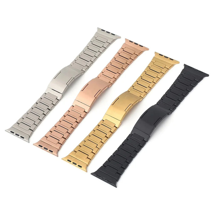 For Apple Watch Series 11 10 42mm / 9 8 7 41mm / SE3 SE2 SE 6 5 4 40mm / 3 2 1 38mm Stainless Steel Band Folding Buckle - Black - 6