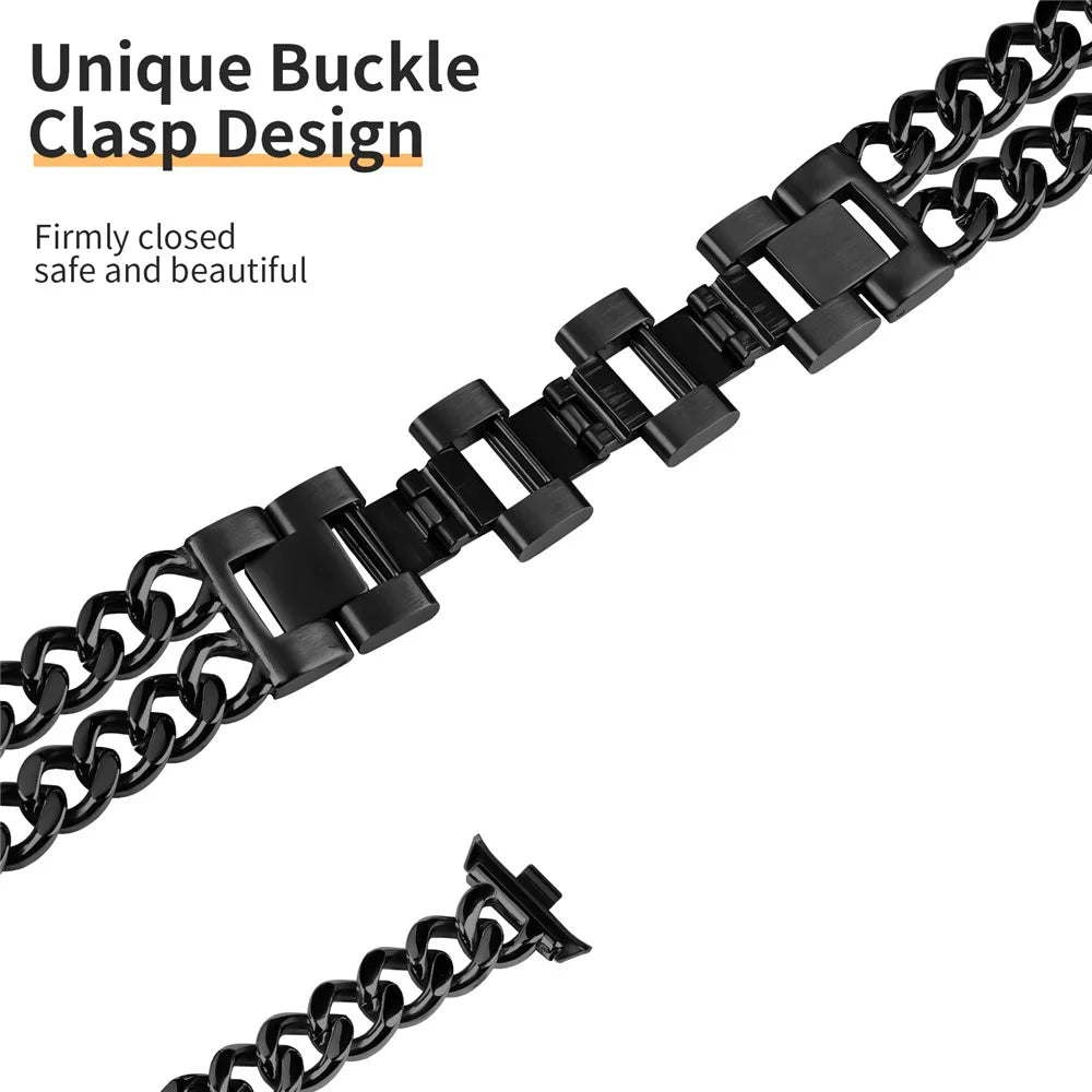 For Xiaomi Smart Band 10 Pro / 9 Pro / 8 Pro / Redmi Watch 6 / 5 / 4 Double-Circle Band Stainless Steel Watch Strap - Black - 2