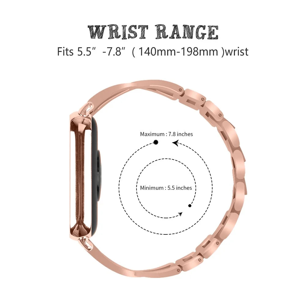 Zinc Alloy Watch Strap for Xiaomi Smart Band 10 Pro / 9 Pro / 8 Pro / Redmi Watch 6 / 5 / 4 Bling Rhinestone Decor Bracelet - Rose Gold - 3