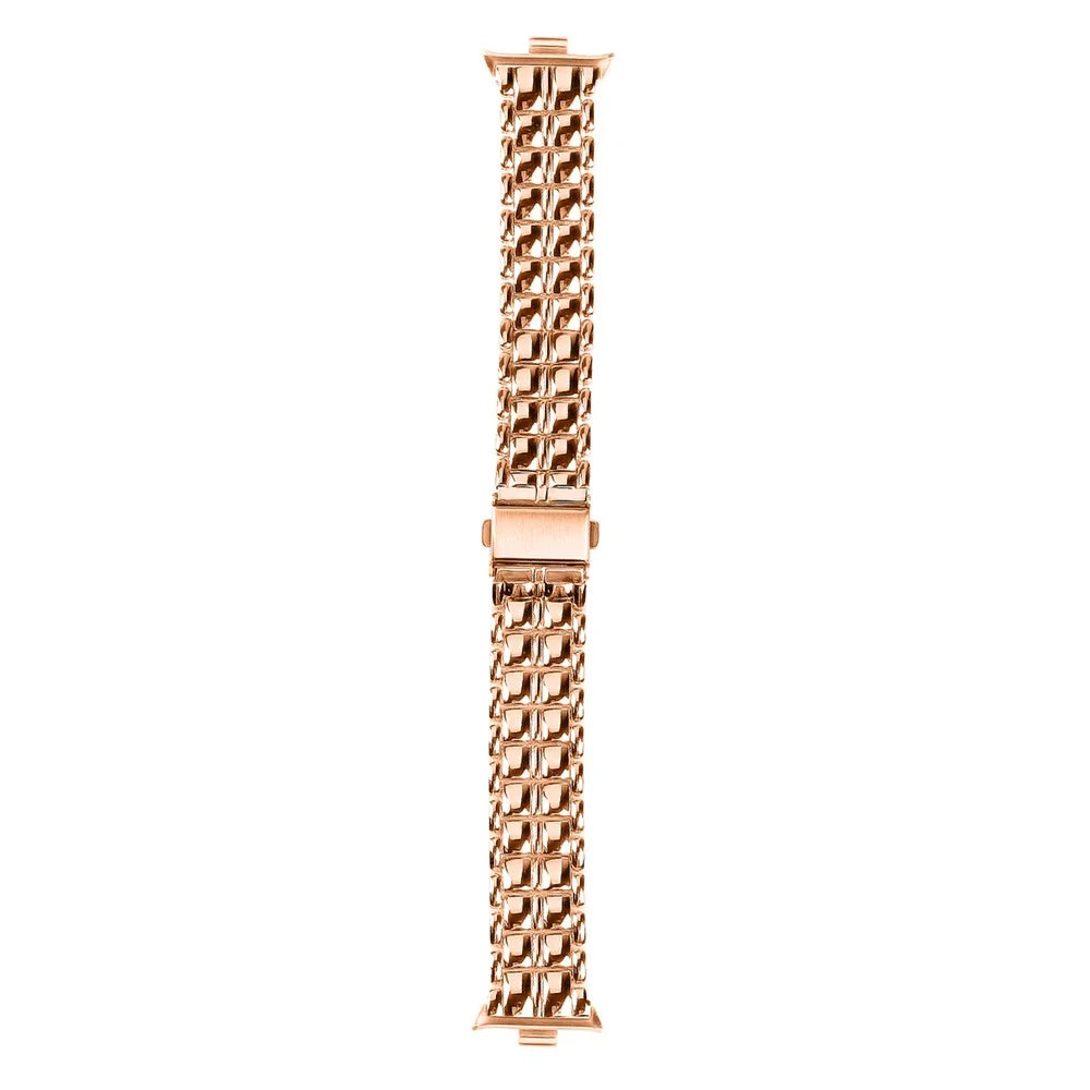 For Xiaomi Smart Band 10 Pro / 9 Pro / 8 Pro / Redmi Watch 6 / 5 / 4 Wrist Bracelet Metal Watch Strap Rhinestone Decor Band - Rose Gold - 2