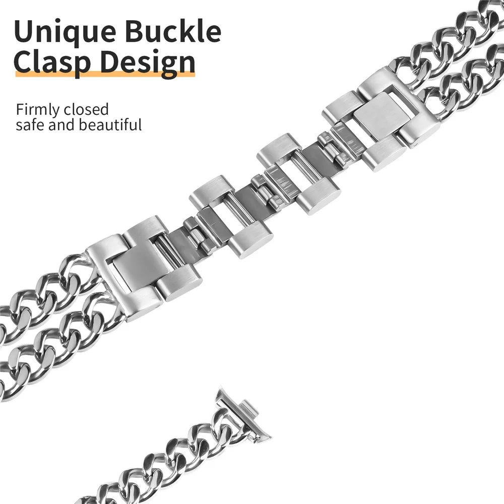 Watch Strap for Xiaomi Smart Band 10 Pro / 9 Pro / 8 Pro / Redmi Watch 6 / 5 / 4 Double-Circle Band Stainless Steel Bracelet - Silver - 2