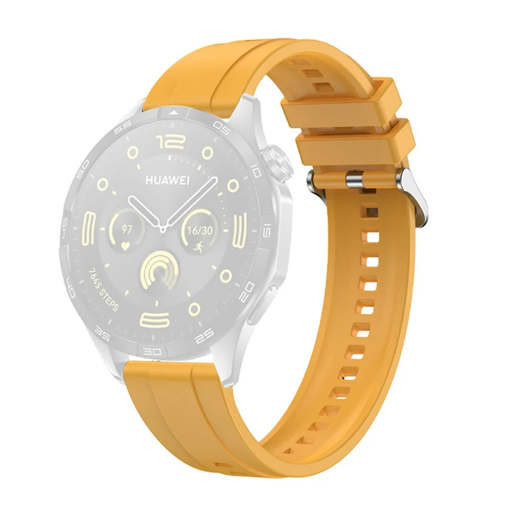 For Huawei Watch GT 4 41mm / Garmin Venu 3S 18mm Watch Strap Silicone Band Replacement - Dark Yellow - 1