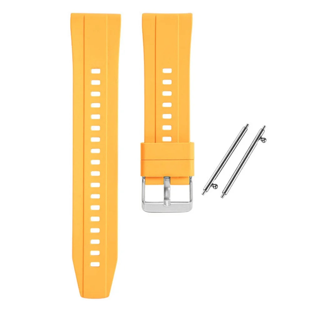 For Huawei Watch GT 4 41mm / Garmin Venu 3S 18mm Watch Strap Silicone Band Replacement - Dark Yellow - 2