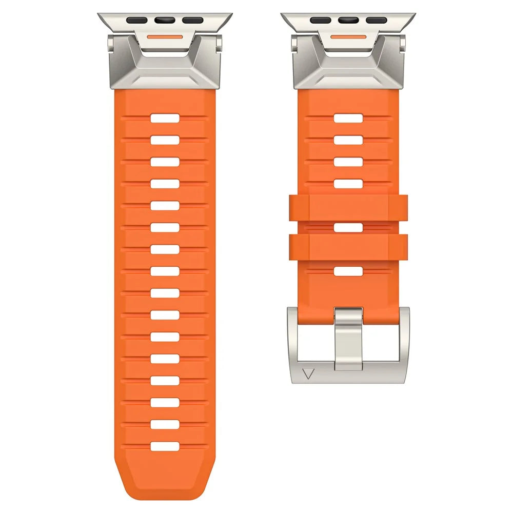 Fluorine Rubber Strap for Apple Watch Ultra 3 2 1 49mm / Series 11 10 46mm / 9 8 7 45mm / SE3 SE2 SE 6 5 4 44mm / 3 2 1 42mm Wrist Band - Orange - 3