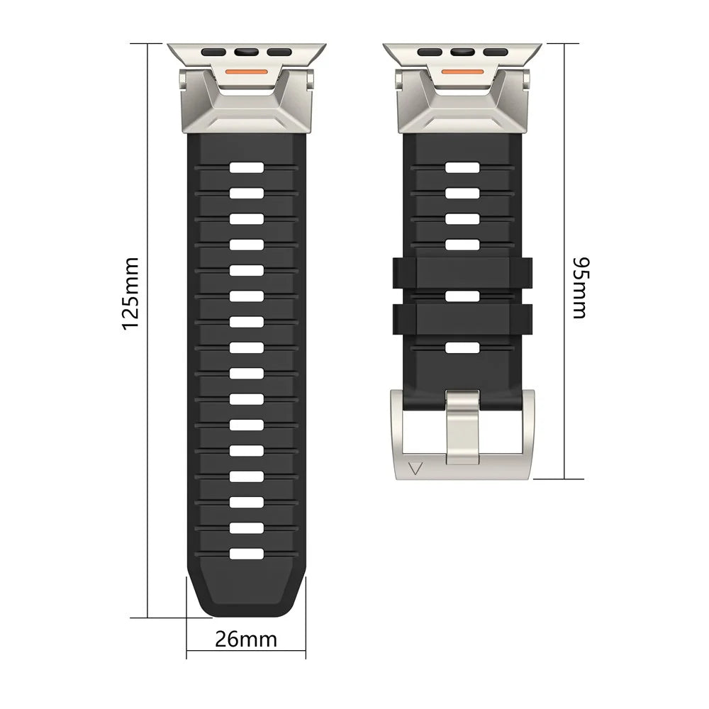Fluorine Rubber Strap for Apple Watch Ultra 3 2 1 49mm / Series 11 10 46mm / 9 8 7 45mm / SE3 SE2 SE 6 5 4 44mm / 3 2 1 42mm Wrist Band - Orange - 7