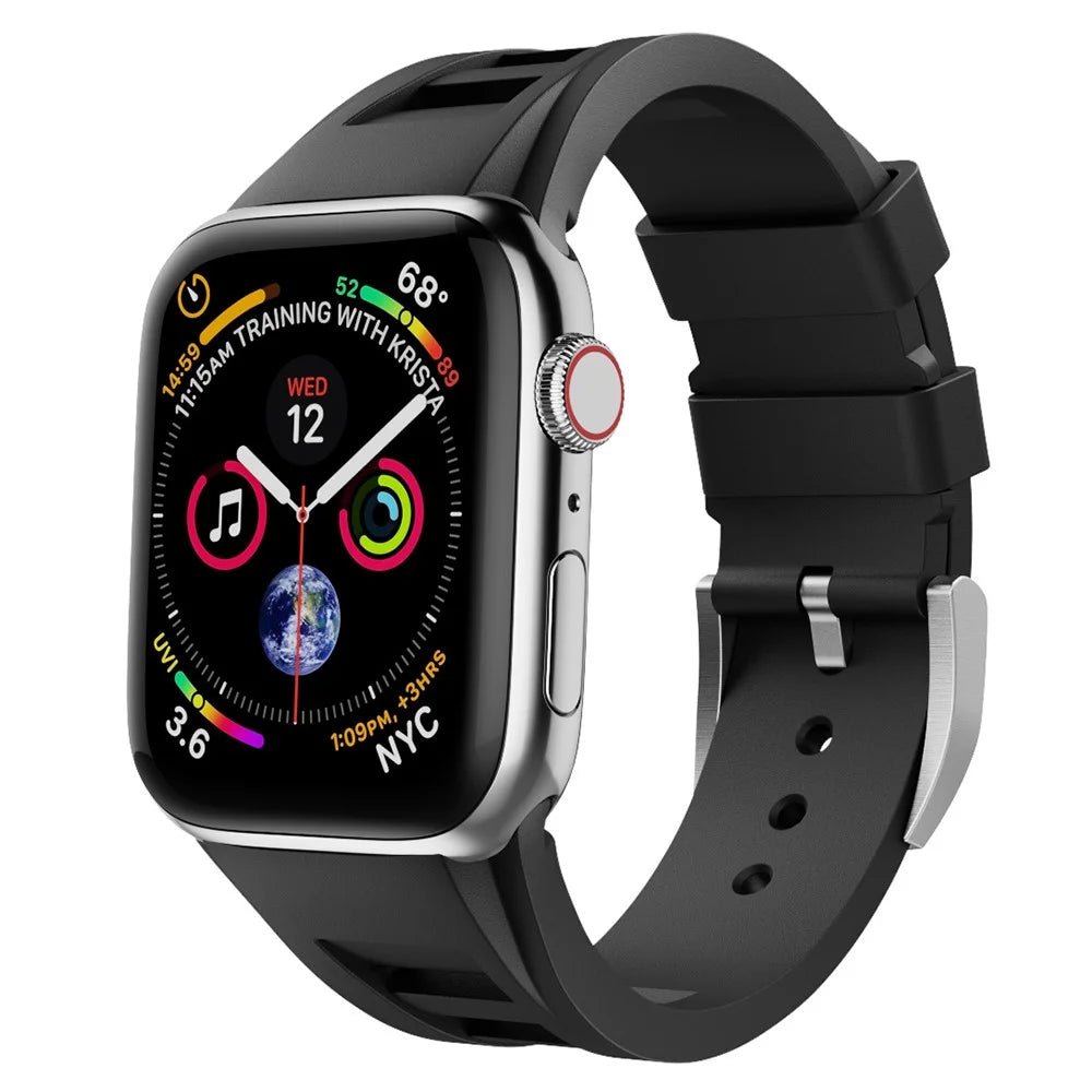 For Apple Watch Ultra 3 2 1 49mm / Series 11 10 46mm / 9 8 7 45mm / SE3 SE2 SE 6 5 4 44mm / 3 2 1 42mm Silicone Watch Band - Black - 2