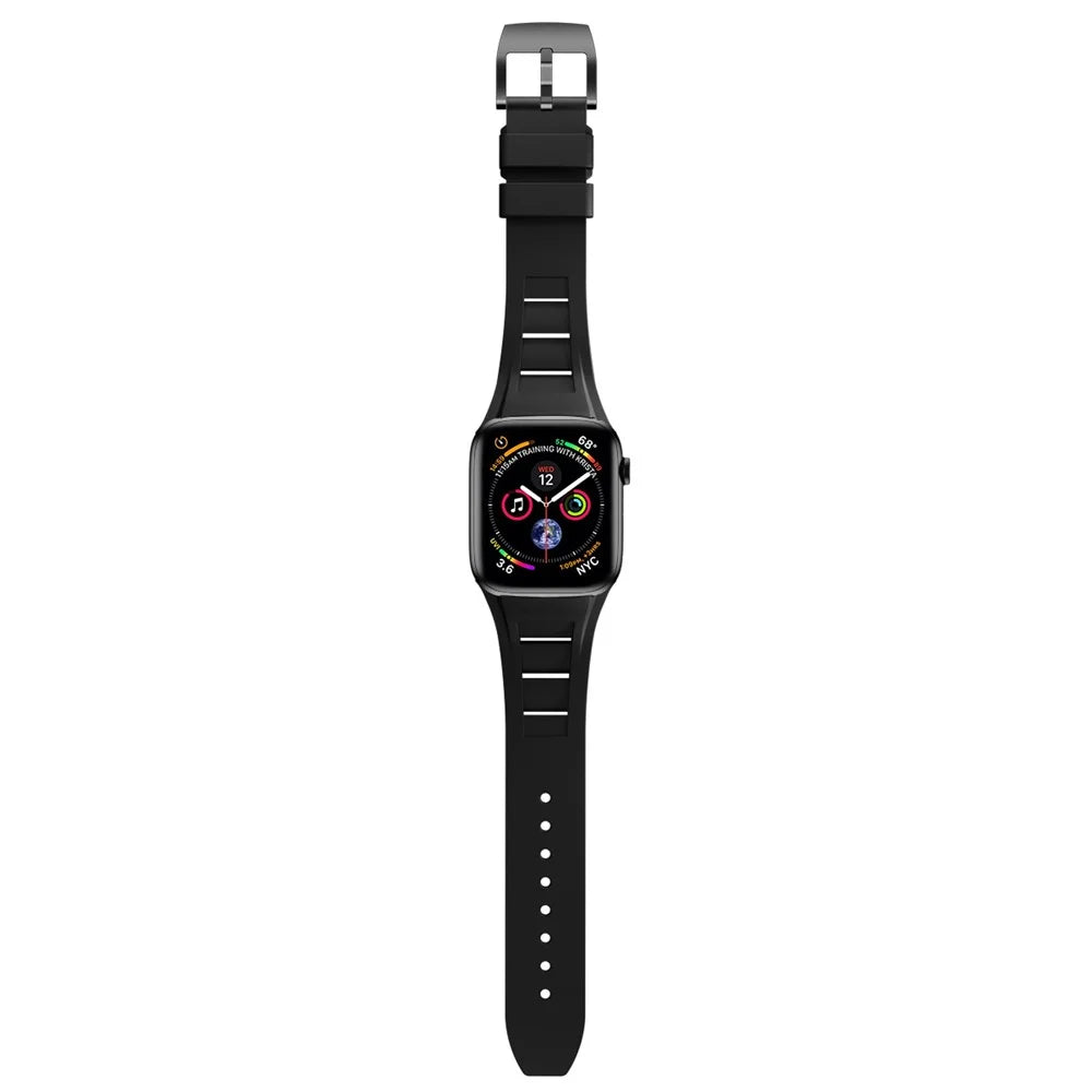 For Apple Watch Ultra 3 2 1 49mm / Series 11 10 46mm / 9 8 7 45mm / SE3 SE2 SE 6 5 4 44mm / 3 2 1 42mm Silicone Watch Band - Black - 3