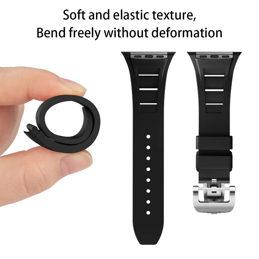 For Apple Watch Ultra 3 2 1 49mm / Series 11 10 46mm / 9 8 7 45mm / SE3 SE2 SE 6 5 4 44mm / 3 2 1 42mm Silicone Watch Band - Black - 6