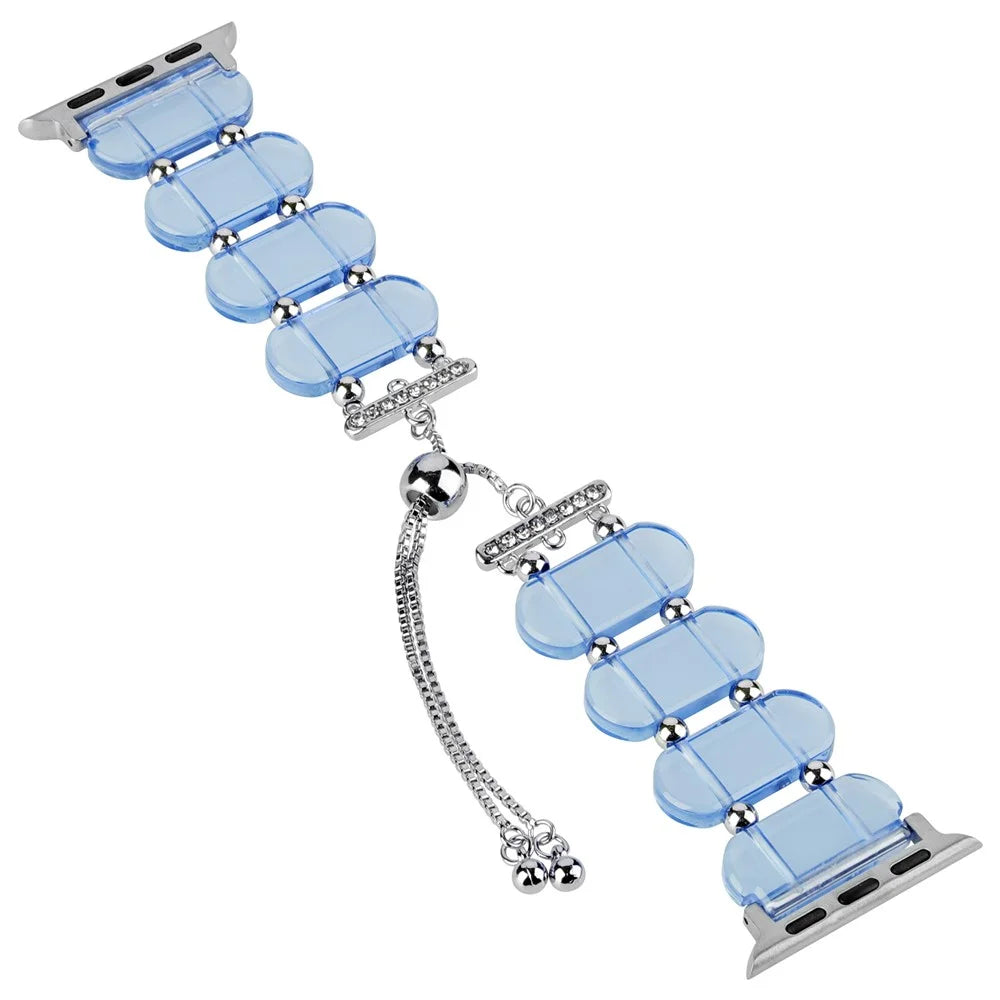 For Apple Watch Series 11 10 42mm / 9 8 7 41mm / SE3 SE2 SE 6 5 4 40mm / 3 2 1 38mm Watch Strap Resin Bracelet - Transparent Blue - 2