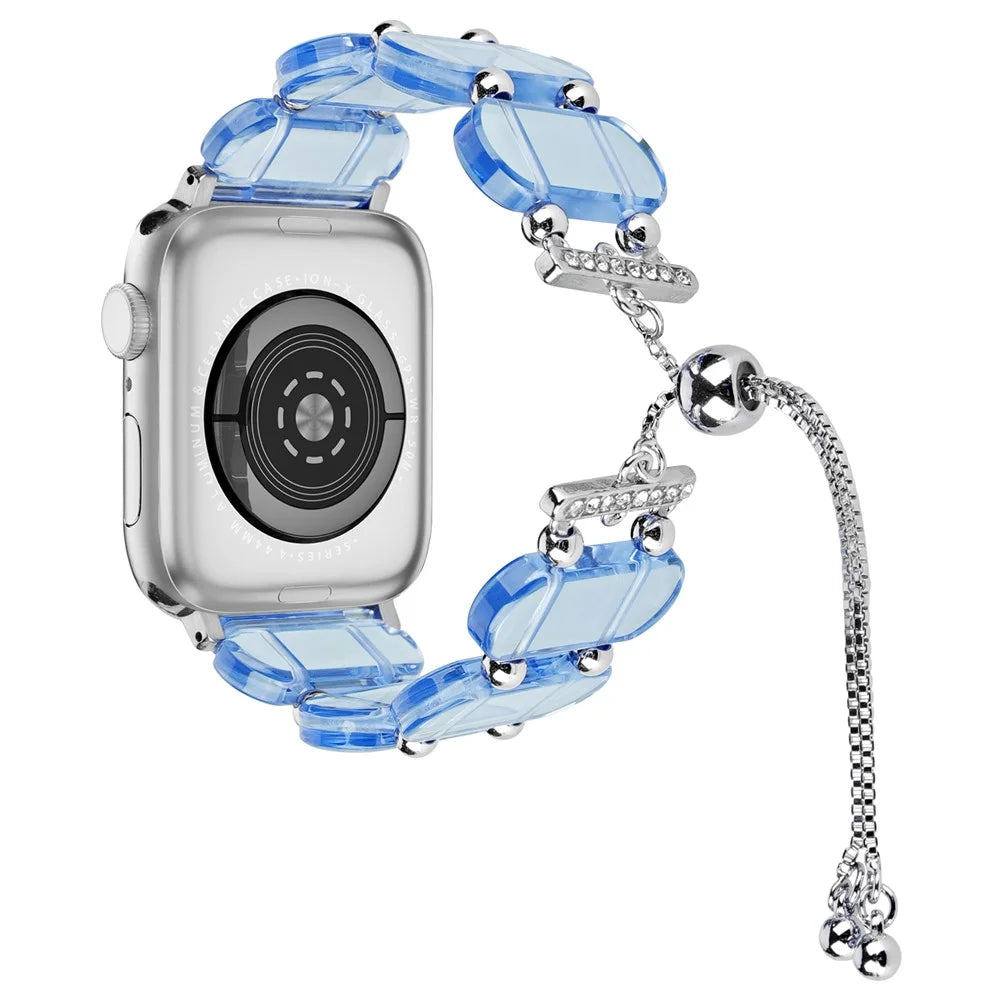 For Apple Watch Ultra 3 2 1 49mm / Series 11 10 46mm / 9 8 7 45mm / SE3 SE2 SE 6 5 4 44mm / 3 2 1 42mm Resin Watch Band - Transparent Blue - 1