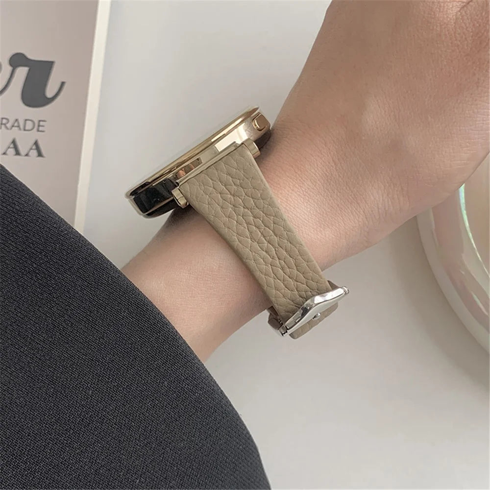 For Huawei Watch GT 4 41mm / Garmin Venu 3S / Venu 2S 18mm Replacement Strap Litchi Texture Band - Khaki - 2