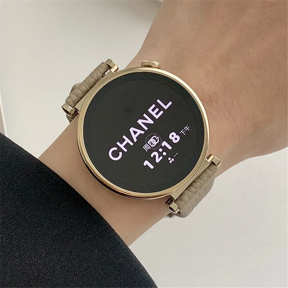 For Huawei Watch GT 4 41mm / Garmin Venu 3S / Venu 2S 18mm Replacement Strap Litchi Texture Band - Khaki - 4