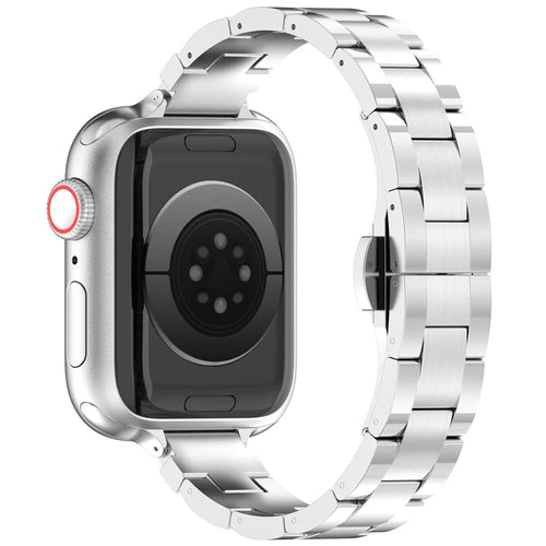 For Apple Watch Ultra 3 2 1 49mm / Series 11 10 46mm / 9 8 7 45mm / SE3 SE2 SE 6 5 4 44mm / 3 2 1 42mm Metal Smart Watch Band - Silver 2 - 1