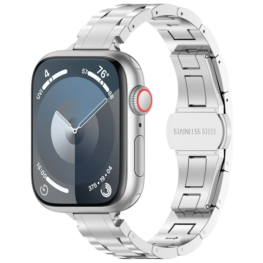 For Apple Watch Ultra 3 2 1 49mm / Series 11 10 46mm / 9 8 7 45mm / SE3 SE2 SE 6 5 4 44mm / 3 2 1 42mm Metal Smart Watch Band - Silver 2 - 2