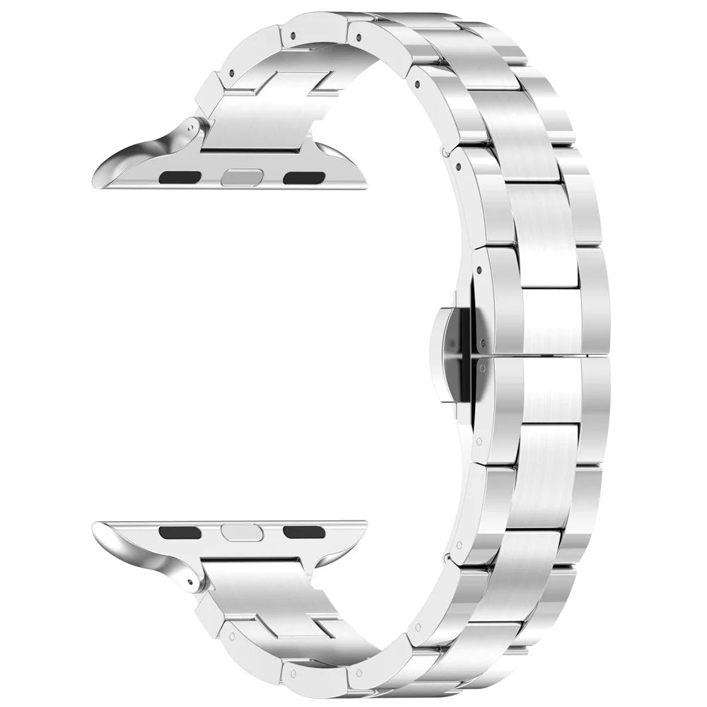 For Apple Watch Ultra 3 2 1 49mm / Series 11 10 46mm / 9 8 7 45mm / SE3 SE2 SE 6 5 4 44mm / 3 2 1 42mm Metal Smart Watch Band - Silver 2 - 3