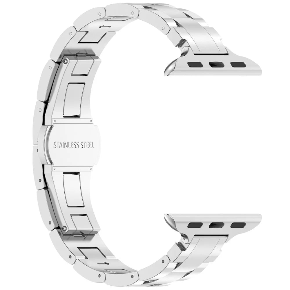 For Apple Watch Ultra 3 2 1 49mm / Series 11 10 46mm / 9 8 7 45mm / SE3 SE2 SE 6 5 4 44mm / 3 2 1 42mm Metal Smart Watch Band - Silver 2 - 4