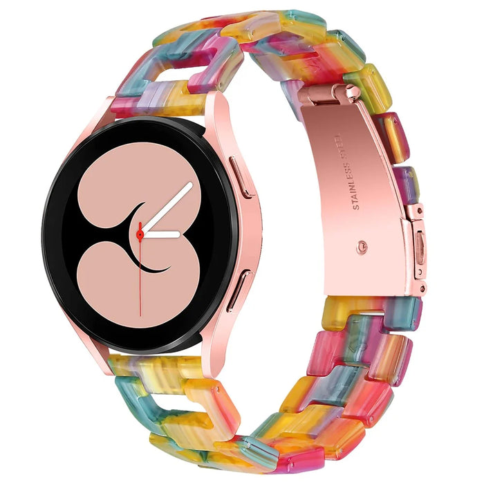 For Pebble 2 / Time Round Resin Watch Strap D-Shape Replacement Watchband - Rainbow - 3