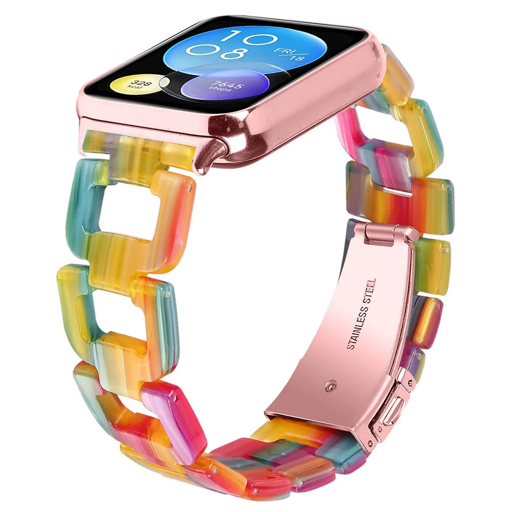 For Xiaomi Smart Band 10 Pro / 9 Pro / 8 Pro / Redmi Watch 6 / 5 / 4 Smart Watch D-Shape Strap Resin Bracelet Watchband Replacement - Rainbow - 2