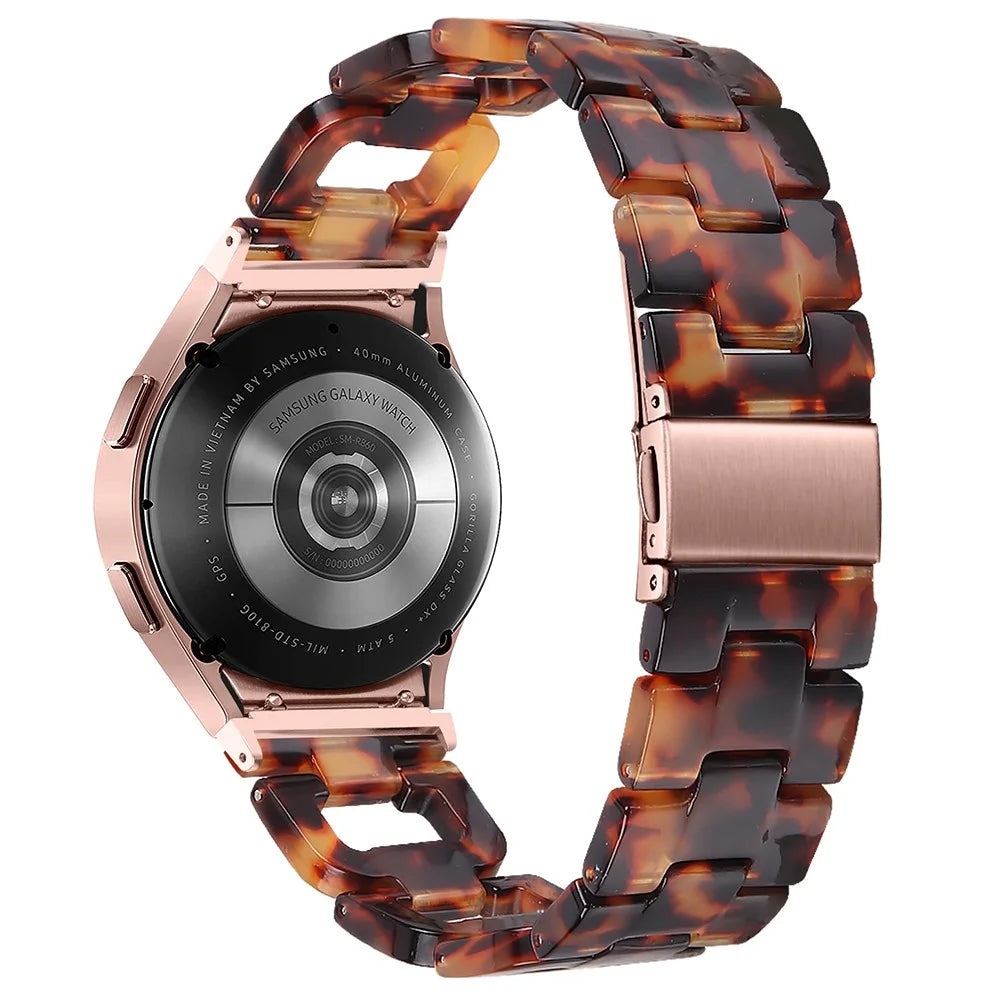 For Samsung Galaxy Watch4 Active 40mm / Active 44mm / Classic 42mm / Classic 46mm Resin D-Shape Watch Strap - Tortoiseshell - 1