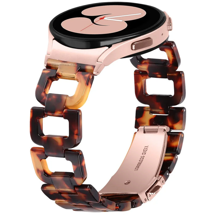 For Samsung Galaxy Watch4 Active 40mm / Active 44mm / Classic 42mm / Classic 46mm Resin D-Shape Watch Strap - Tortoiseshell - 2