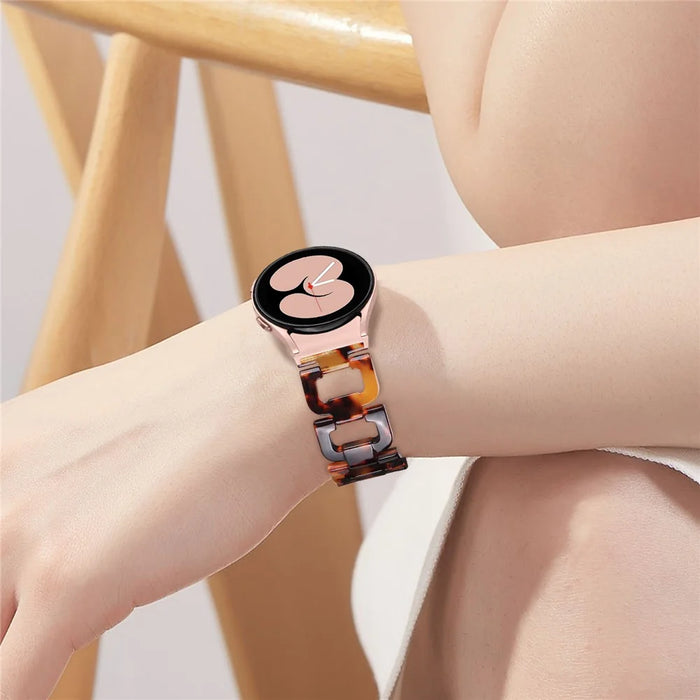 For Samsung Galaxy Watch4 Active 40mm / Active 44mm / Classic 42mm / Classic 46mm Resin D-Shape Watch Strap - Tortoiseshell - 5