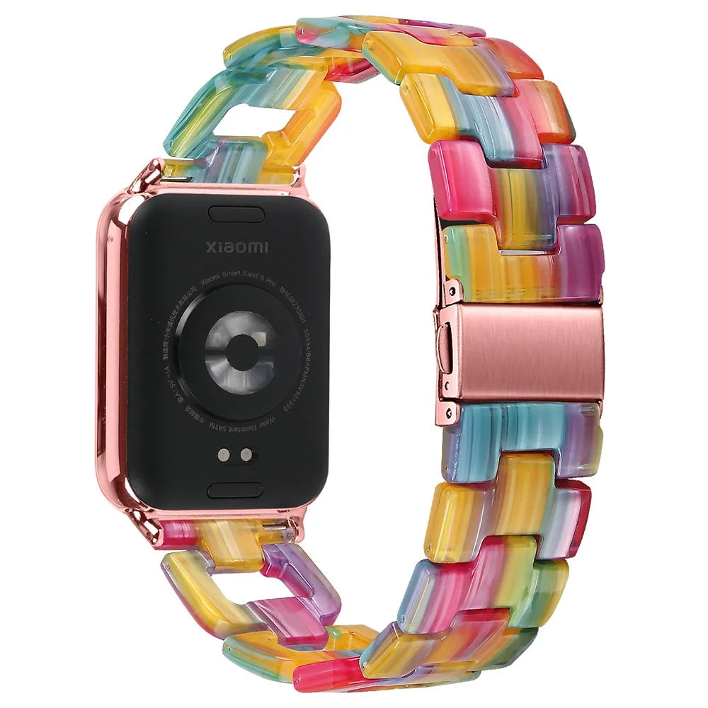 Watch Strap for Xiaomi Smart Band 10 Pro / 9 Pro / 8 Pro / Redmi Watch 6 / 5 / 4 D-Shape Resin Replacement Watchband - Rainbow - 1