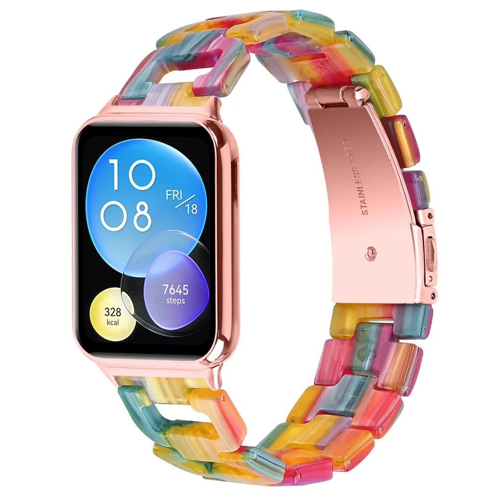 Watch Strap for Xiaomi Smart Band 10 Pro / 9 Pro / 8 Pro / Redmi Watch 6 / 5 / 4 D-Shape Resin Replacement Watchband - Rainbow - 3