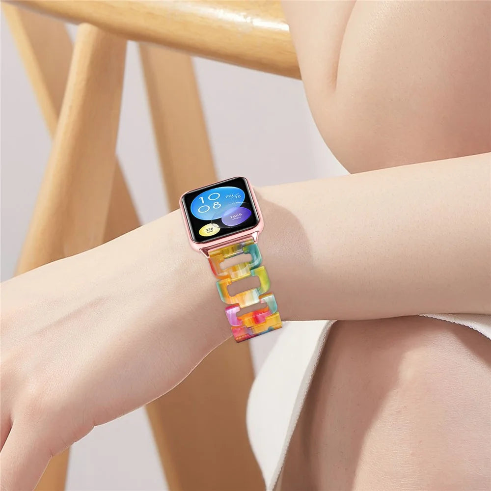 Watch Strap for Xiaomi Smart Band 10 Pro / 9 Pro / 8 Pro / Redmi Watch 6 / 5 / 4 D-Shape Resin Replacement Watchband - Rainbow - 5