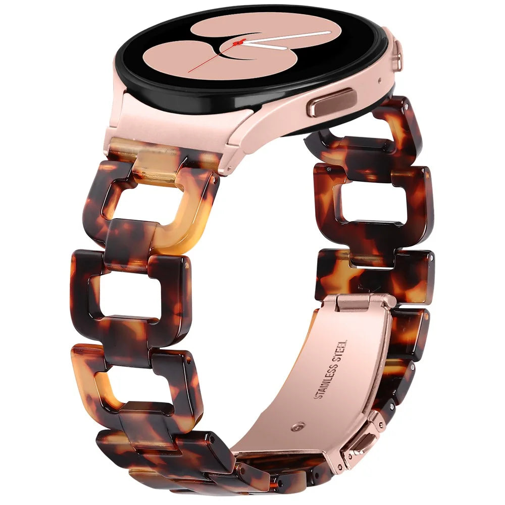 Resin Strap for Samsung Galaxy Watch6 40mm / 44mm / Watch6 Classic 43mm / 47mm D-Shape Bracelet Watchband - Tortoiseshell - 2
