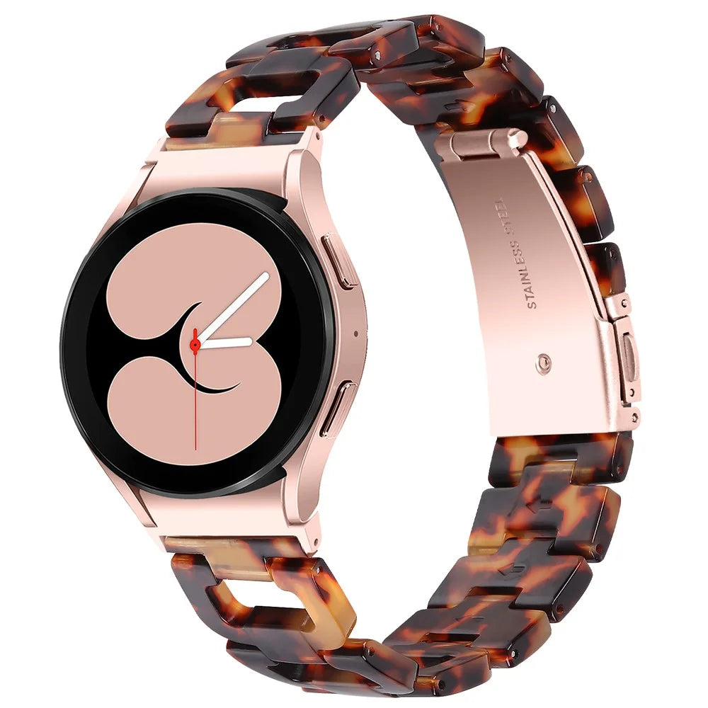 Resin Strap for Samsung Galaxy Watch6 40mm / 44mm / Watch6 Classic 43mm / 47mm D-Shape Bracelet Watchband - Tortoiseshell - 3