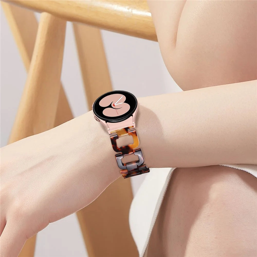 Resin Strap for Samsung Galaxy Watch6 40mm / 44mm / Watch6 Classic 43mm / 47mm D-Shape Bracelet Watchband - Tortoiseshell - 5