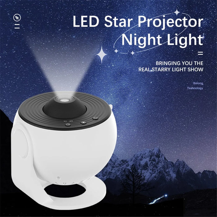 LED Star Projector Galaxy Night Light Rotating Nebula Projector Lamp Living Room Decor - Black  /  White - 2
