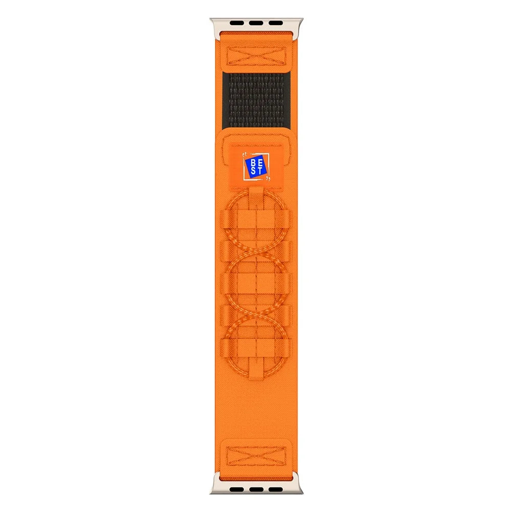 For Apple Watch Ultra 3 2 1 49mm / Series 11 10 46mm / 9 8 7 45mm / SE3 SE2 SE 6 5 4 44mm / 3 2 1 42mm Sport Nylon Braided Watch Band - Orange - 2