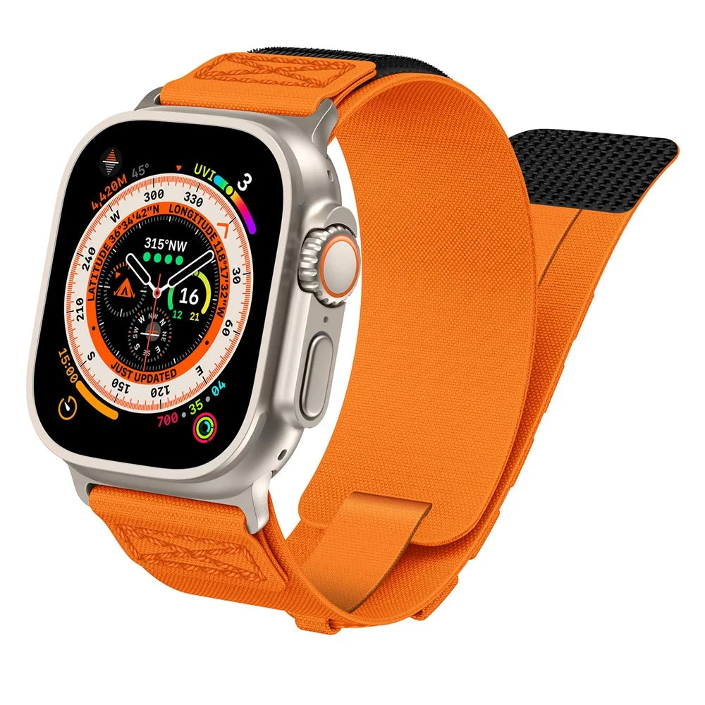 For Apple Watch Ultra 3 2 1 49mm / Series 11 10 46mm / 9 8 7 45mm / SE3 SE2 SE 6 5 4 44mm / 3 2 1 42mm Sport Nylon Braided Watch Band - Orange - 4