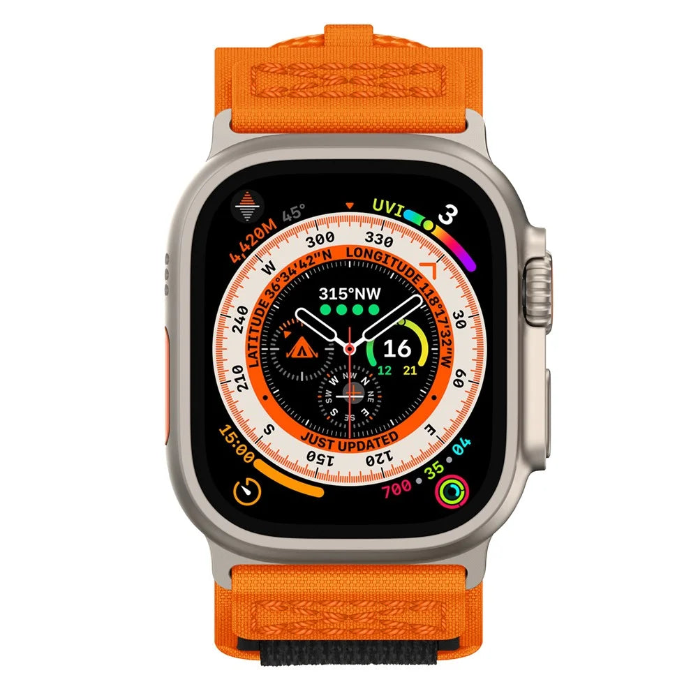 For Apple Watch Ultra 3 2 1 49mm / Series 11 10 46mm / 9 8 7 45mm / SE3 SE2 SE 6 5 4 44mm / 3 2 1 42mm Sport Nylon Braided Watch Band - Orange - 5
