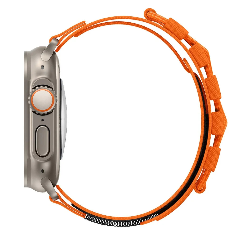 For Apple Watch Ultra 3 2 1 49mm / Series 11 10 46mm / 9 8 7 45mm / SE3 SE2 SE 6 5 4 44mm / 3 2 1 42mm Sport Nylon Braided Watch Band - Orange - 6