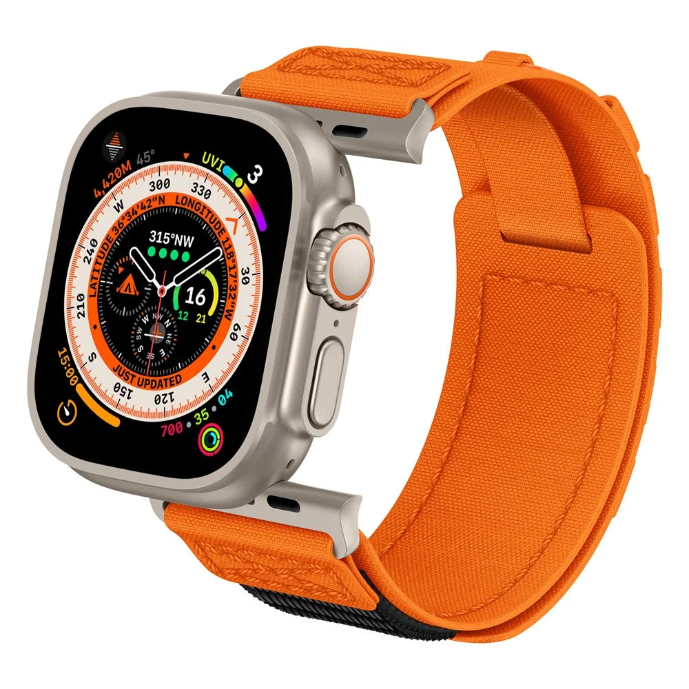 For Apple Watch Ultra 3 2 1 49mm / Series 11 10 46mm / 9 8 7 45mm / SE3 SE2 SE 6 5 4 44mm / 3 2 1 42mm Sport Nylon Braided Watch Band - Orange - 7
