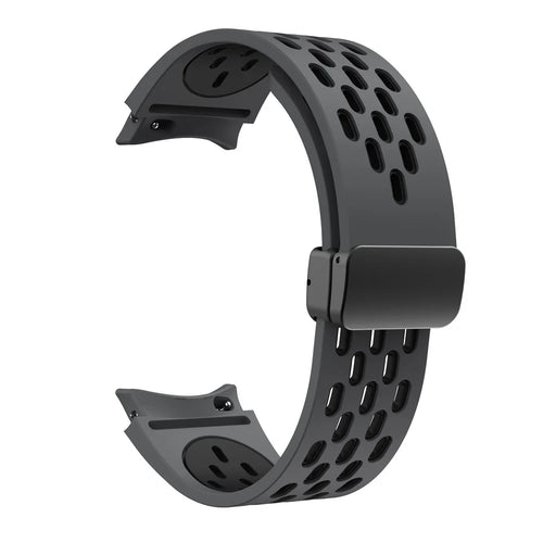 For Samsung Galaxy Watch FE 40mm / Watch6 40mm / Watch6 44mm / Watch6 Classic 43mm Silicone Watchband Black Buckle Strap - Black - 1