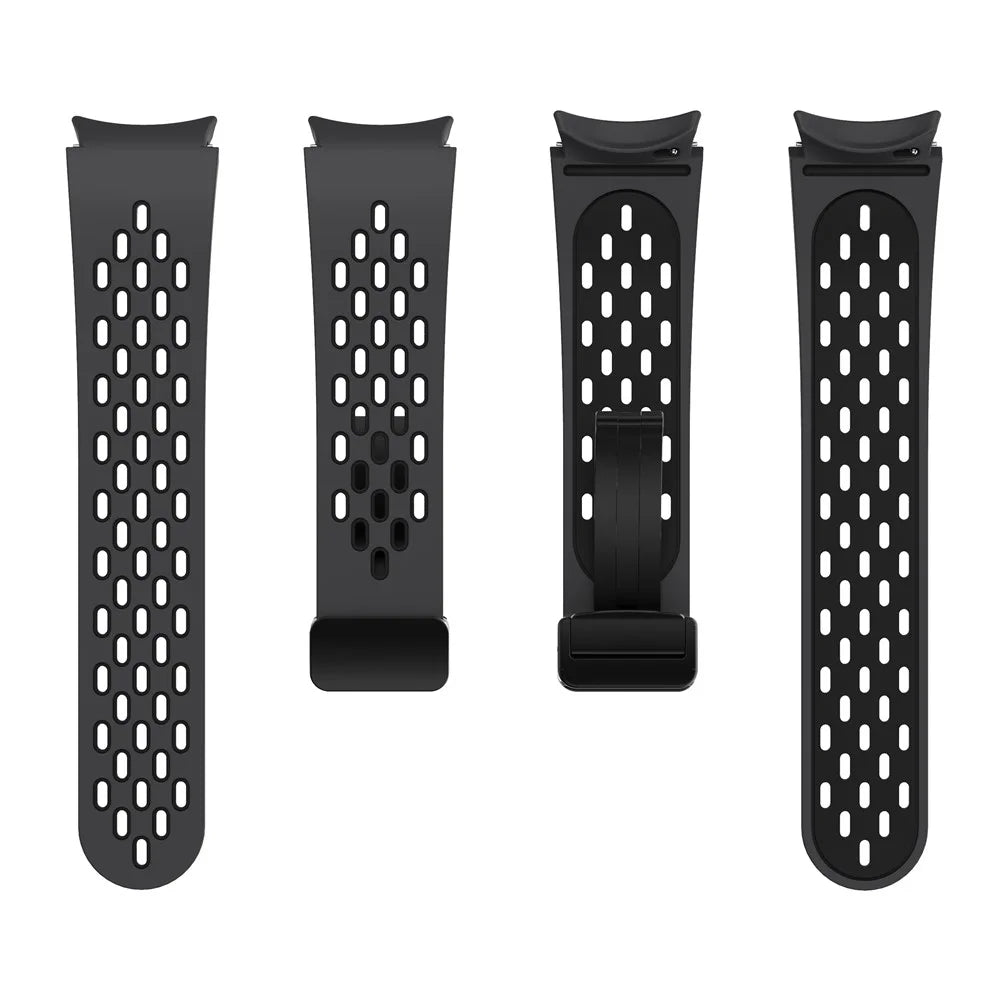 For Samsung Galaxy Watch FE 40mm / Watch6 40mm / Watch6 44mm / Watch6 Classic 43mm Silicone Watchband Black Buckle Strap - Black - 2