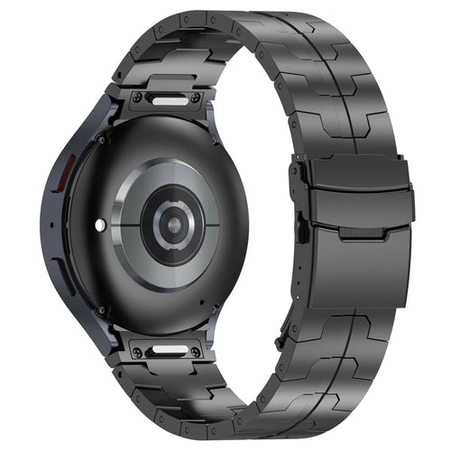 For Samsung Galaxy Watch6 / Watch 5 / Watch FE 40mm / Watch4 Watch Strap Stainless Steel Watch Band with Connector - Black - 1