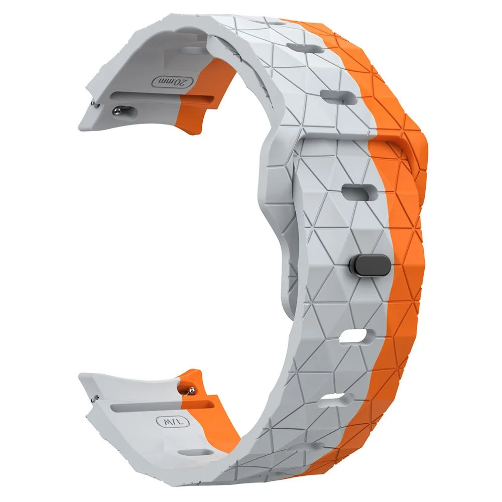 For Samsung Galaxy Watch6 / Watch 5 / Watch FE 40mm / Watch4 Silicone Strap Dual Color Watch Band Football Pattern - Grey+Orange - 2